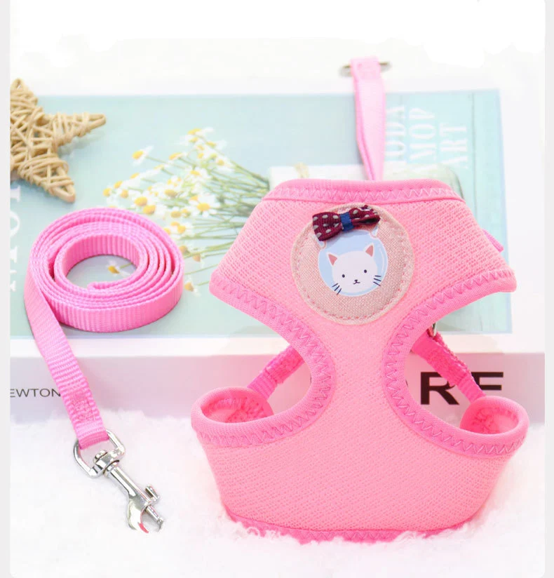 

Воздухопроницаемая шлейка и поводок для собак, жилет для маленьких собак, щенков, кошек, аксессуары для чихуахуа, мопса, бульдога