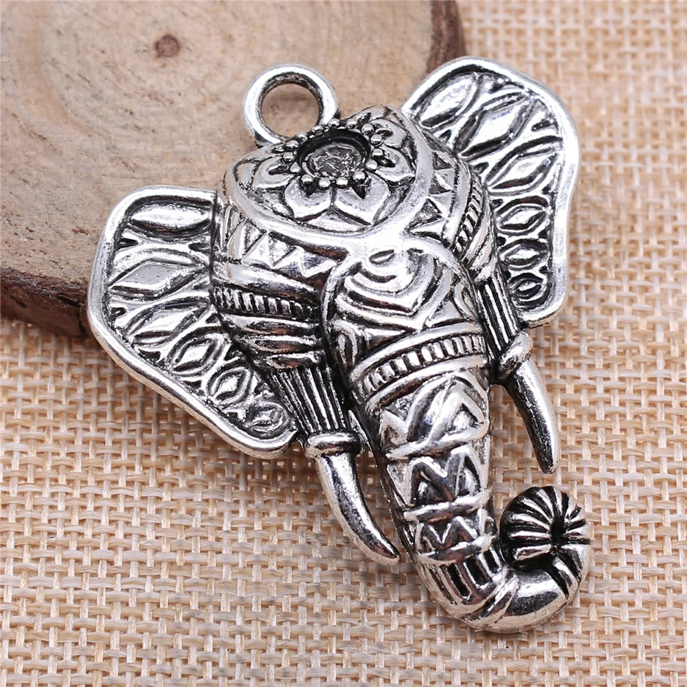 

4pcs 55x47mm antique silver Vintage elephant elephant head thai elephant charms diy retro jewelry fit Earring keychain pendant