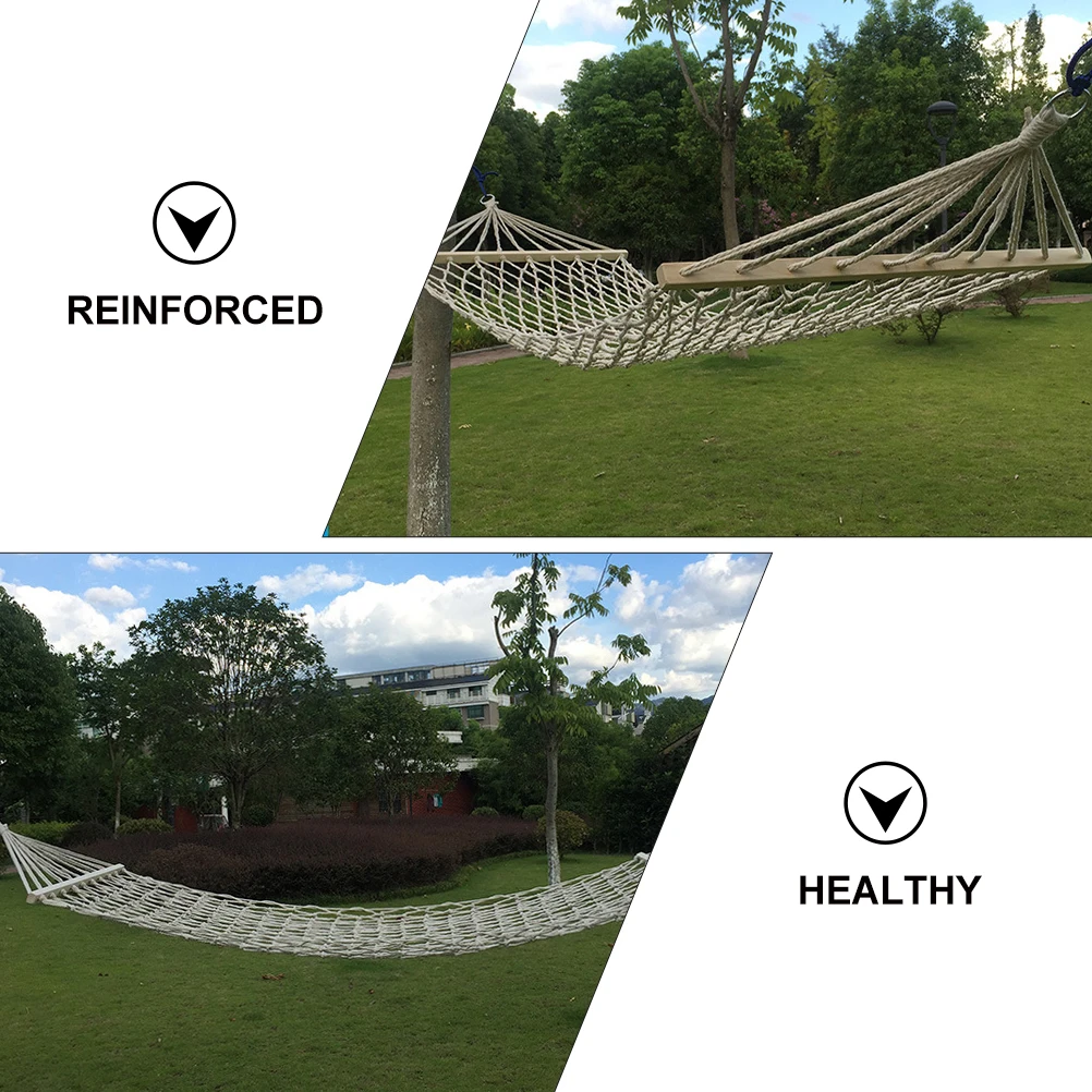 

1Pc Cotton Rope Hammock Carrying Resting Bed Wooden Stick Hammock Gift