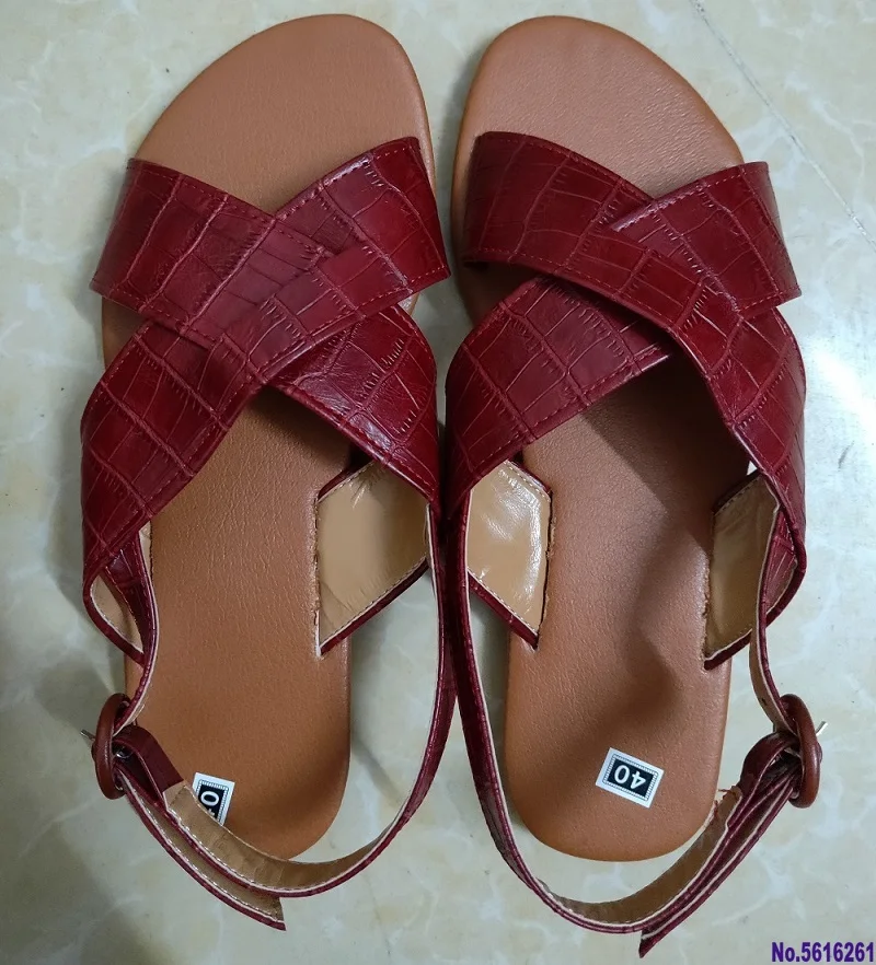 Сандалии женские с открытым носком плоская подошва ремешок пряжкой перекрестные