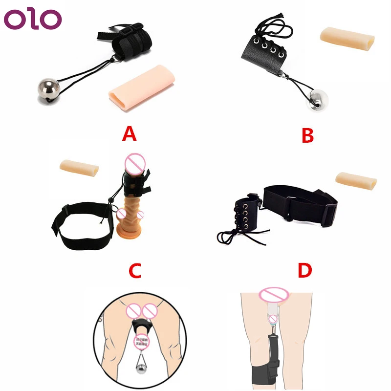 Увеличитель пениса с металлическим шариком кожаный удлинитель вешалка для