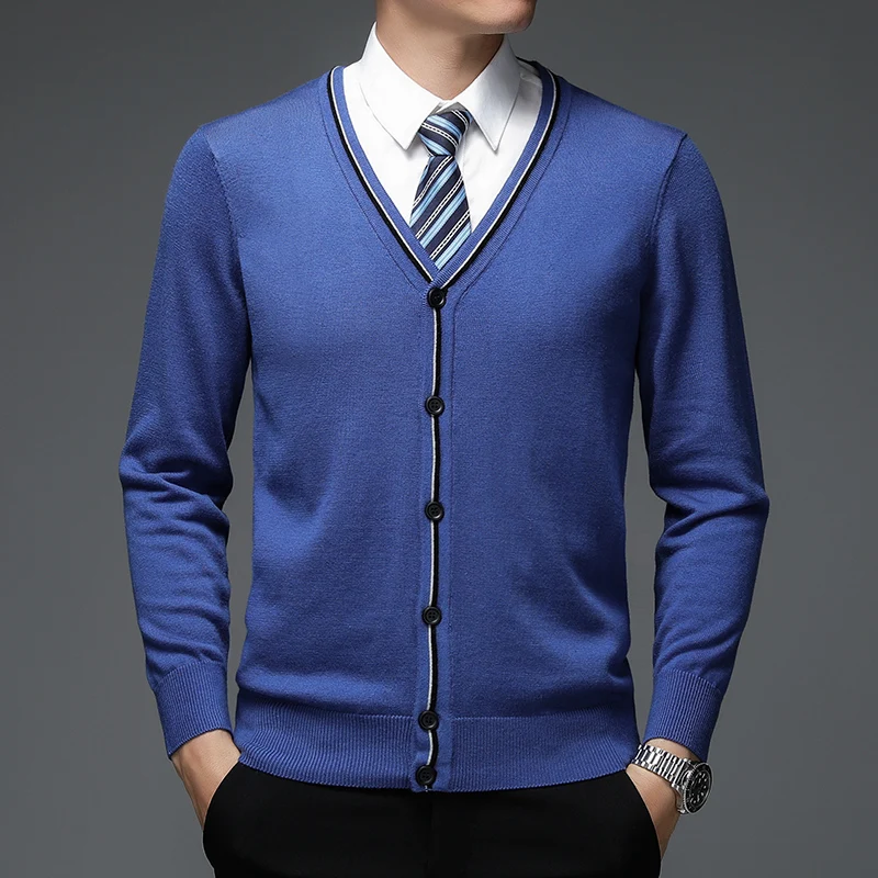 Мужской вязаный клетчатый кардиган Осень-зима 2022 новый деловой мужской