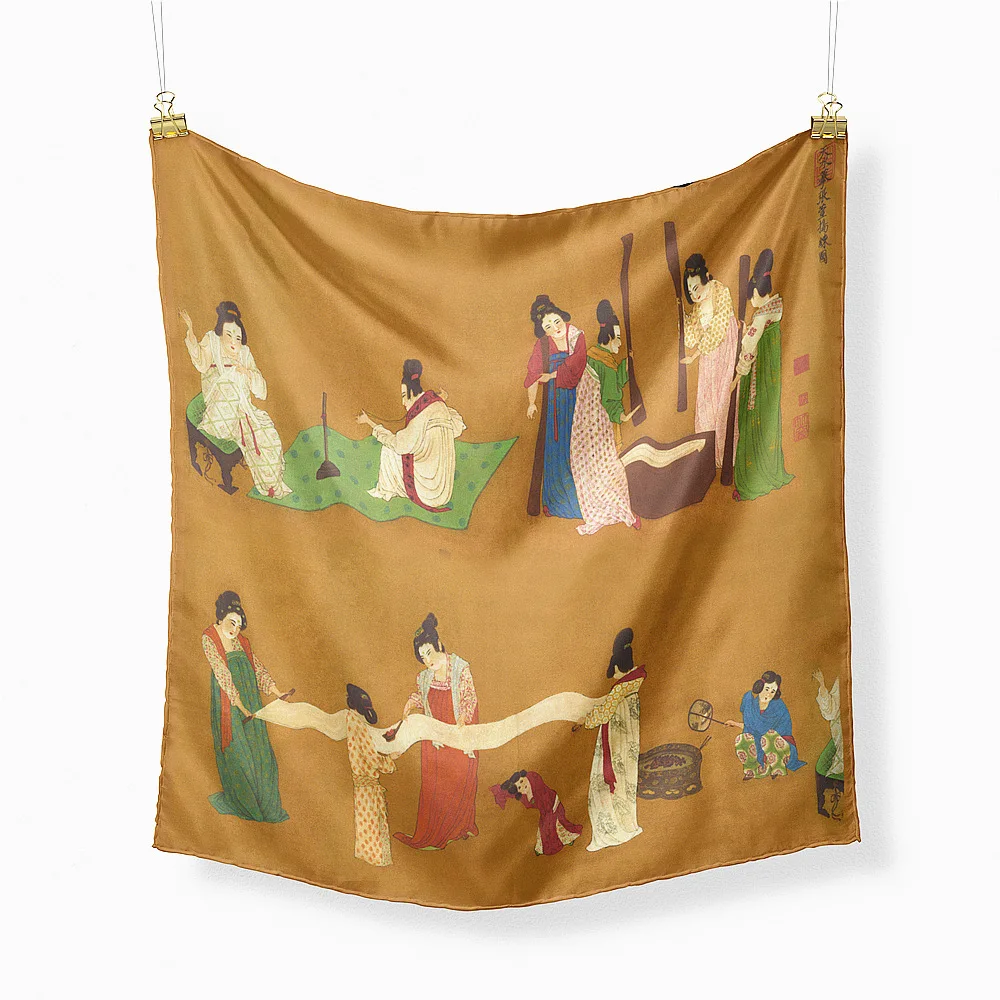 53 см Модный шарф для женщин Саржа сатин печатная Бандана Хиджаб небольшой