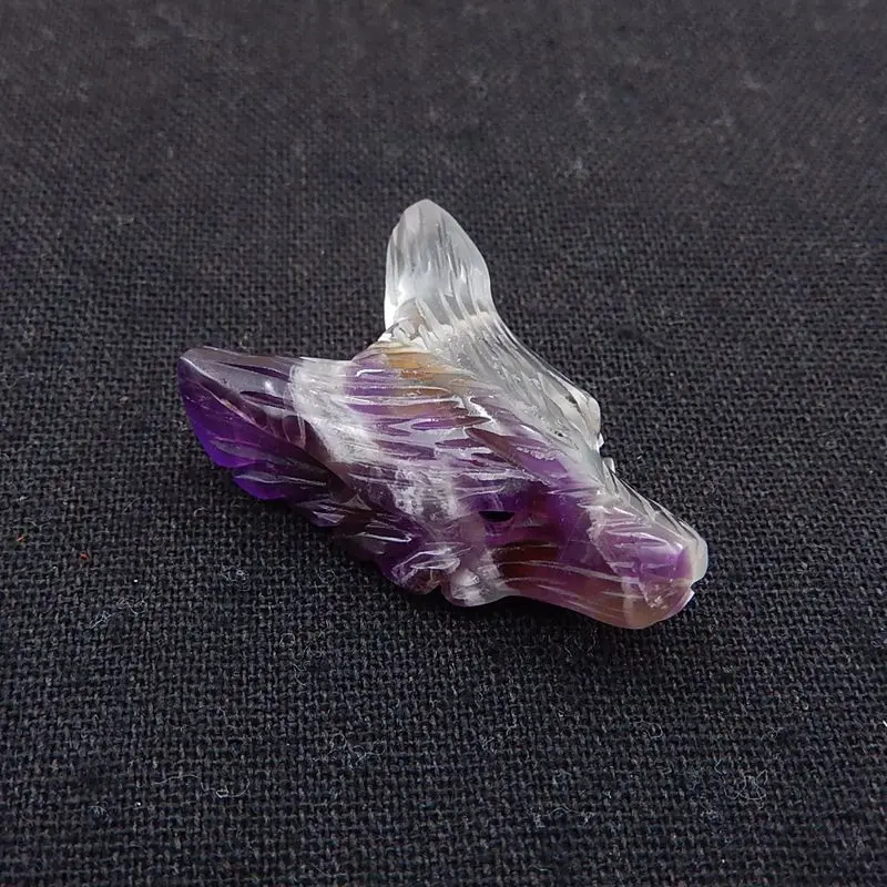 Ожерелье с подвеской из натурального камня аметист и белый кварц ручная работа