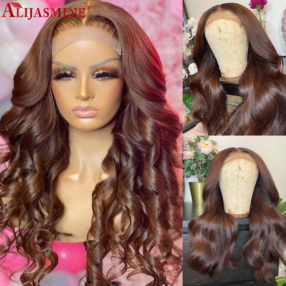

Body Wave Lace Front Wig Brown Colored Human Hair Wigs For Women 13x4 HD Lace Frontal Wig 30Inch Brazilian Hair Wigs