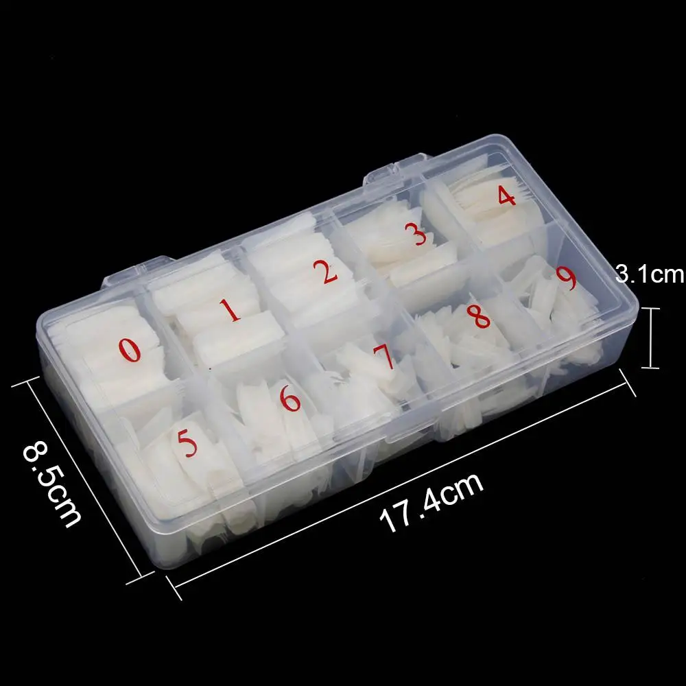 

500pcs/Box Artificial Nail Tips Full Cover Nails Colored Nail Tips Acrylic Transparent Nail Capsules French Manicure False Nails
