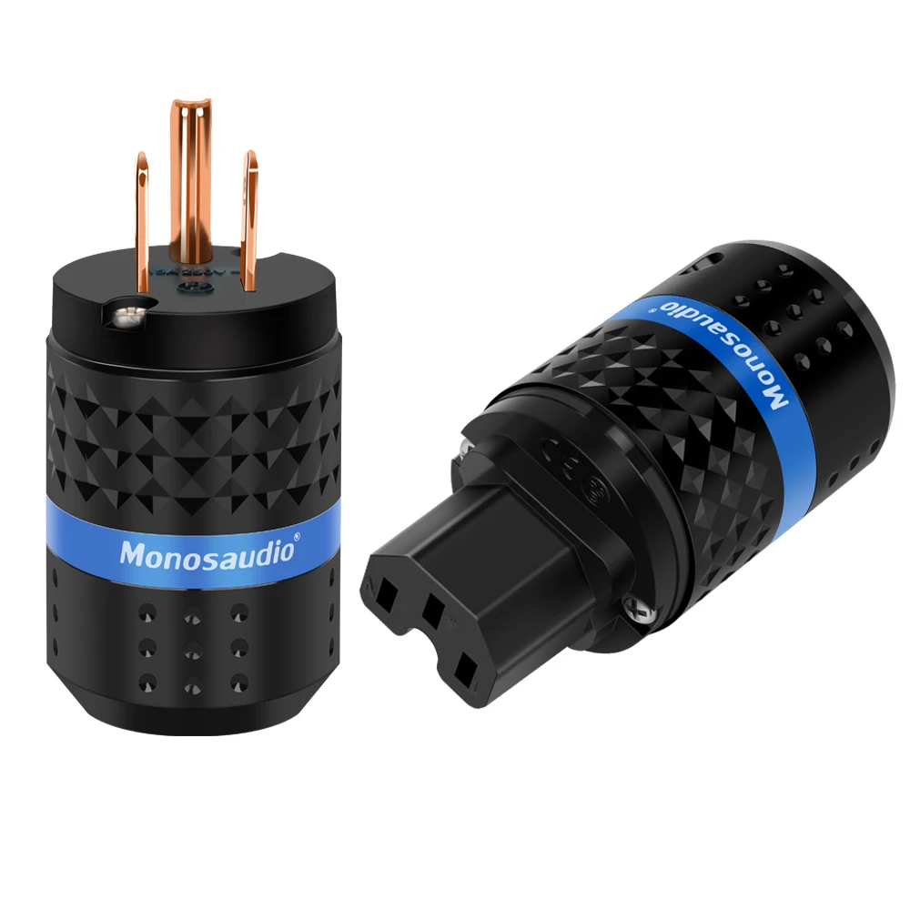 

Monosaudio M102/F102 High Quatiy Pure Copper US AC Power Plug & IEC320 C13 Connector for Audio DIY Mains Power Cable
