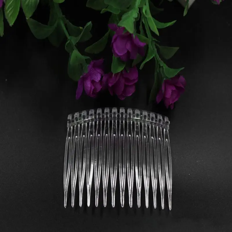 

7x5cm 15 Teeth Fancy DIY Plastic Hair Clip Comb Women Bridal Wedding Veil Holder Transparent Beauty Tool veil accessories