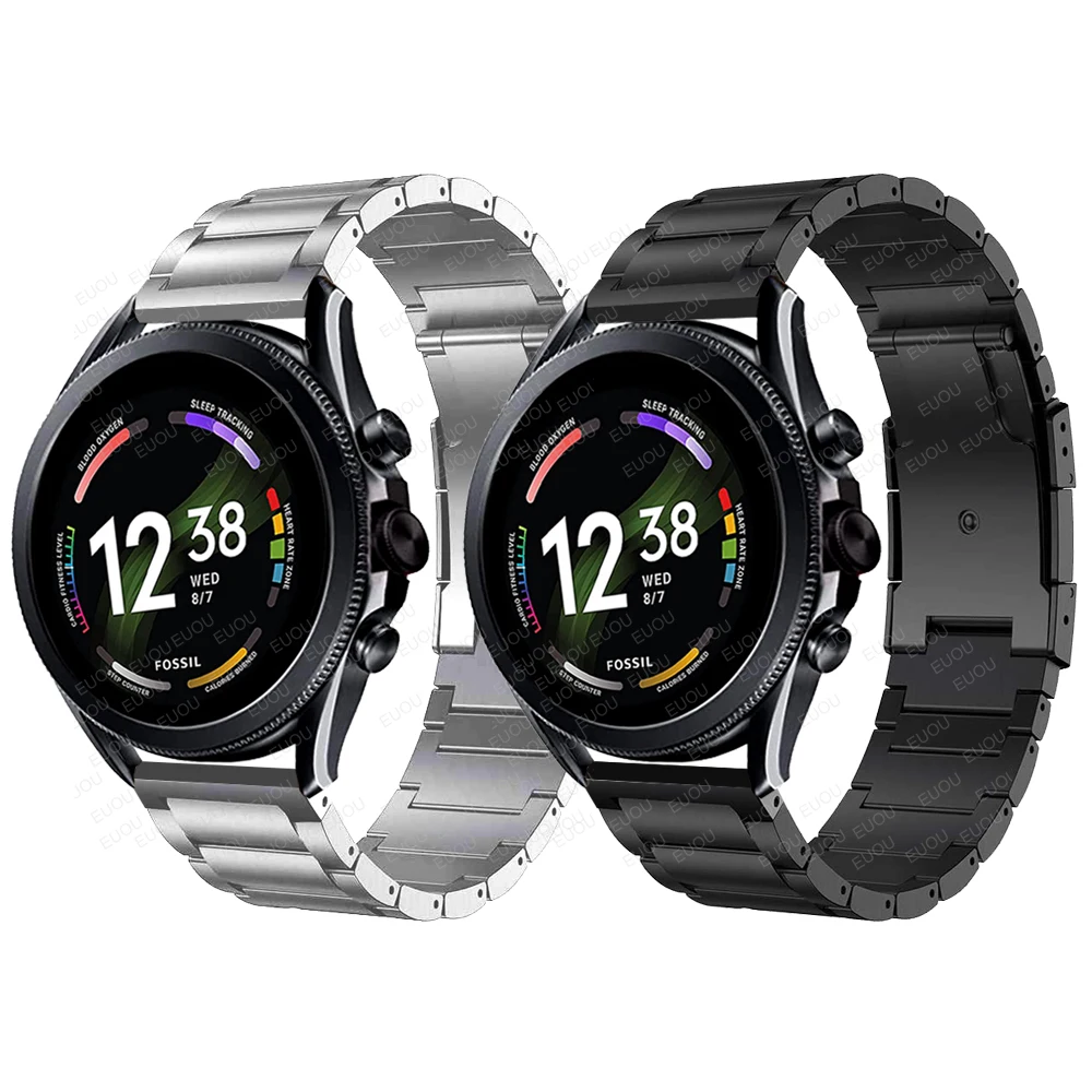 

Titanium plating Wrist Strap For Fossil gen 6 44mm/gen 5 5e 44mm/gen 5 LTE 45mm SMARTWATCH Band Replacement Metal Watchband 22mm