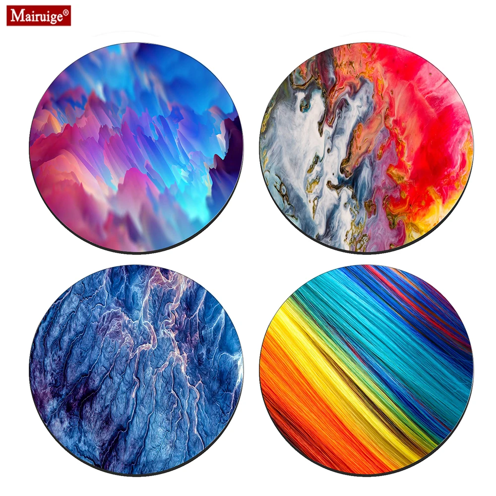 

Color Marble Pattern Mouse Pad Small Texture Abstract Visual Arts Round Mousepad DIY Custom Gamer Pc Computer Desk Mat 20x20cm