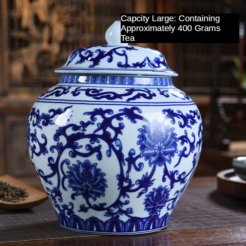 

Vintage Tea Canister Floral Vine Ceramic Storage Loose Leaf Porcelain Jar Lid For Kitchen Counter Decorative Airtight Pot