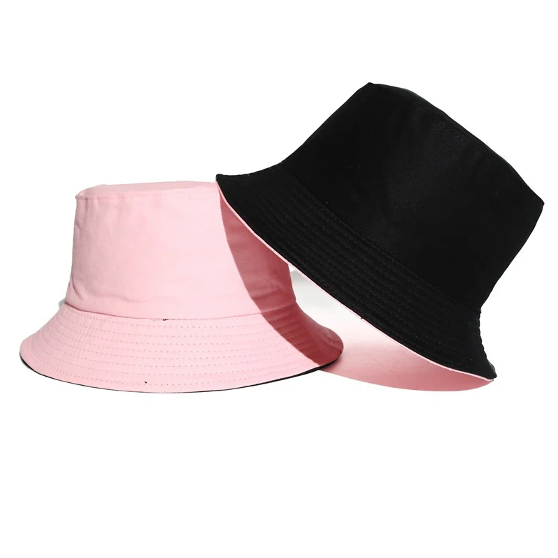 Monochrome reversible hat male and female Korean version of the tide student fisherman summer street bifacial basin h | Аксессуары для