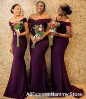 2020 regency african off the shoulder satin long bridesmaid dresses ruched sweep train wedding guest maid of honor dresses bc128