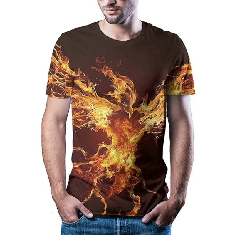 

Camiseta de manga corta a la moda para hombre, camiseta informal colorida con estampado 3D, verano 2021