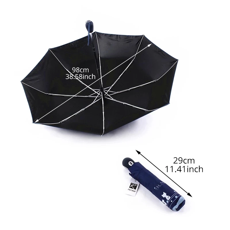 Оригинальный автоматический зонт от дождя и солнца с милым котом женский