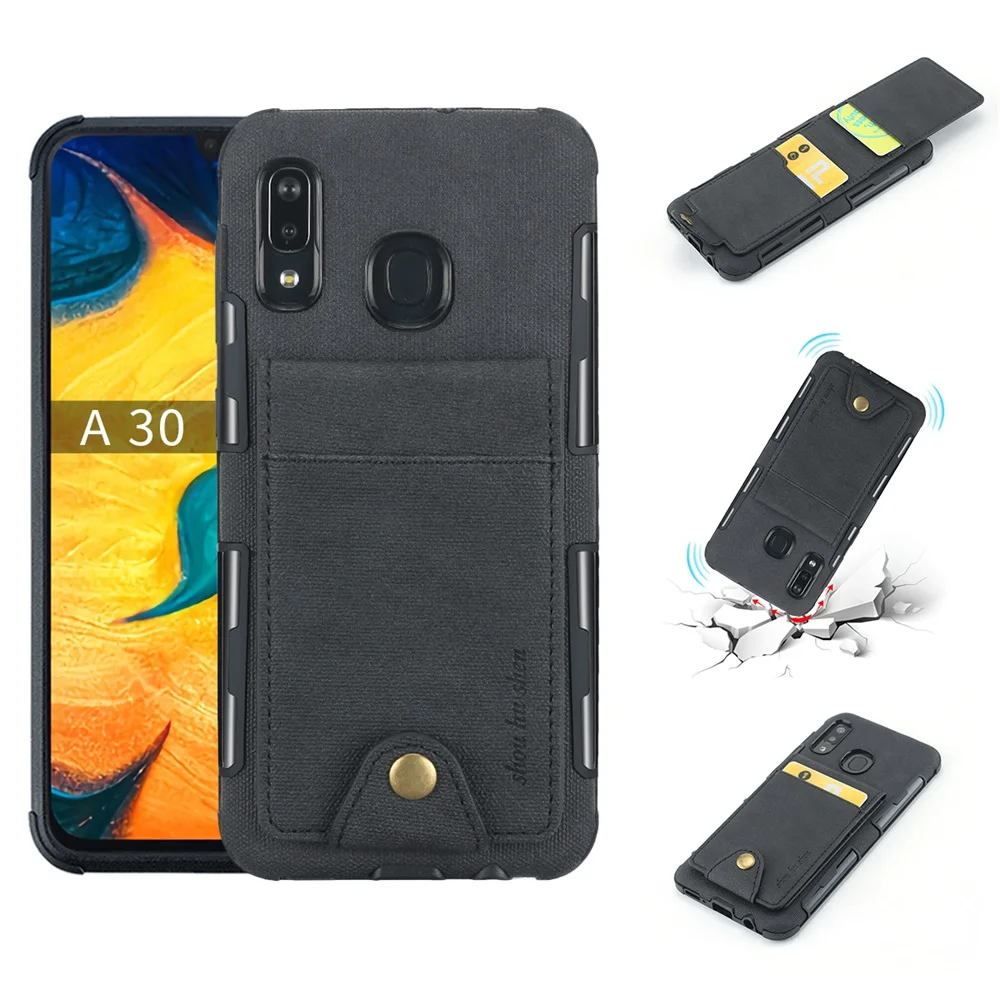 A505 Canvas Shockproof Case for Samsung m10 m20 m30 A10 A20 A30 A50 A70 2019 Card Holder Wallet Flip Silicone Cover Buckle Funda |