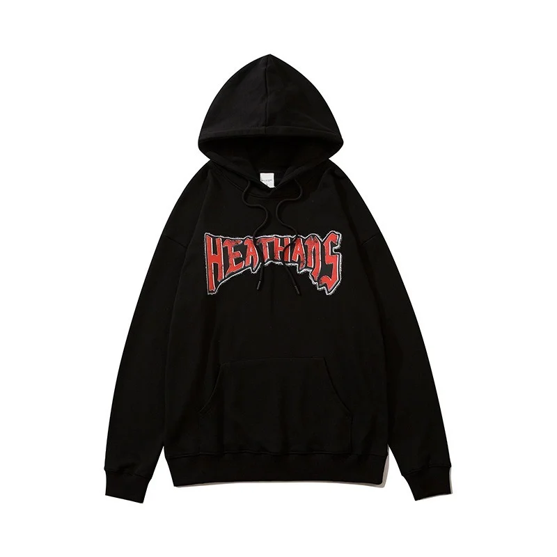 

Street Fashion Men's Hoodies Retro Letter Angel Printing Loose Autumn Male Clothes Fashion Trendy Couple Men Hooded Sweatshirt