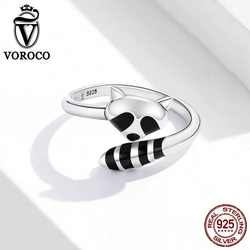 VOROCO BKR652 енота 925 пробы серебра ювелирные изделия из драгоценных металлов Мода