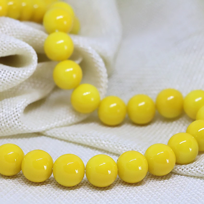 Бисер искусственный желтого цвета лимона, стиля Богемии, круглой формы, диаметром от 3 до 14 мм, высокого качества, на 15 дюймов, для создания модных украшений своими руками для женщин. Код товара T7.