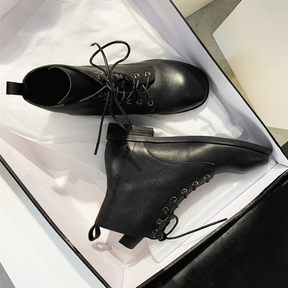 Женские ботинки из натуральной кожи на шнуровке размеры 34-42 | Обувь