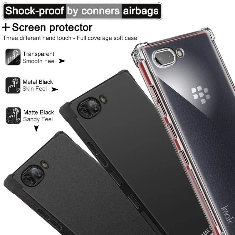 IMAK Corners Airbag Shock-Proof Case for BlackBerry KEY 2 LE Soft TPU Full Cover Matte KEY2 Screen Protector |