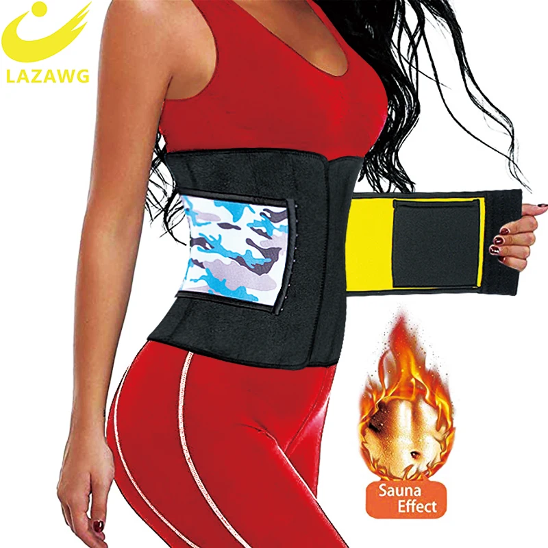 LAZAWG Women Waist Trainer Hot Sauna Sweat Neoprene Belt Weight Loss Strap Body Shaper Tummy Control Cincher Fat Burn Girdle