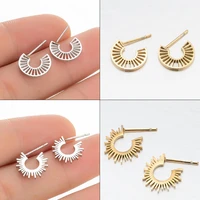 wangaiyao2021 new retro earrings female fashion simple stainless steel female round geometric sun flower earrings student jewelr