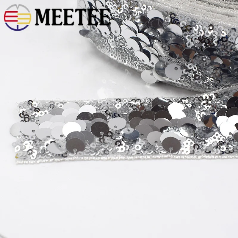 Ленты кружевные с блестками золотистые/серебристые 4 см|Кружево| |