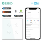 Смарт-переключатель BSEED, Wi-Fi, 4 комплекта, 123 канала, сенсорный выключатель света, беспроводной настенный выключатель Wi-Fi, поддержка Tuya, Google Smart Life