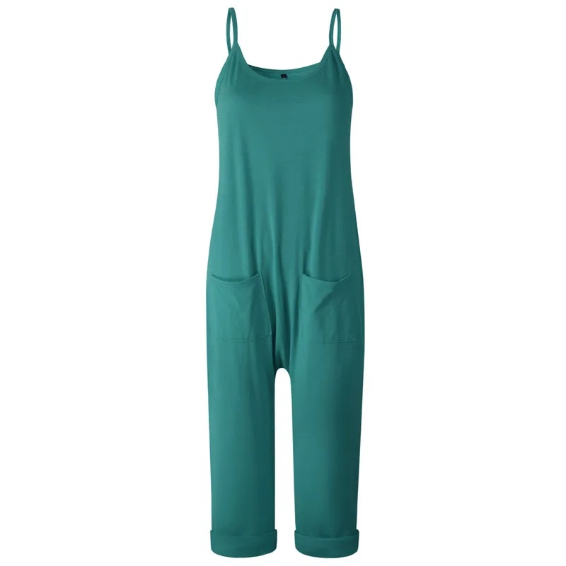 Сексуальный Свободный женский комбинезон на бретельках с карманом и лямкой шее