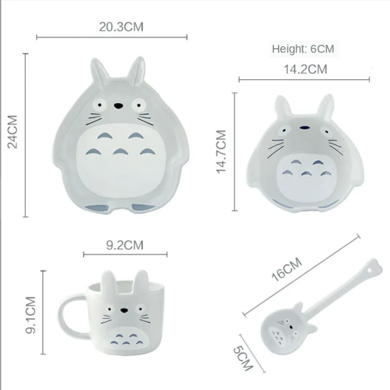 

Creative ceramic cartoon baby plate children's tableware set cute grid breakfast plate spoon chopsticks dining Bowl