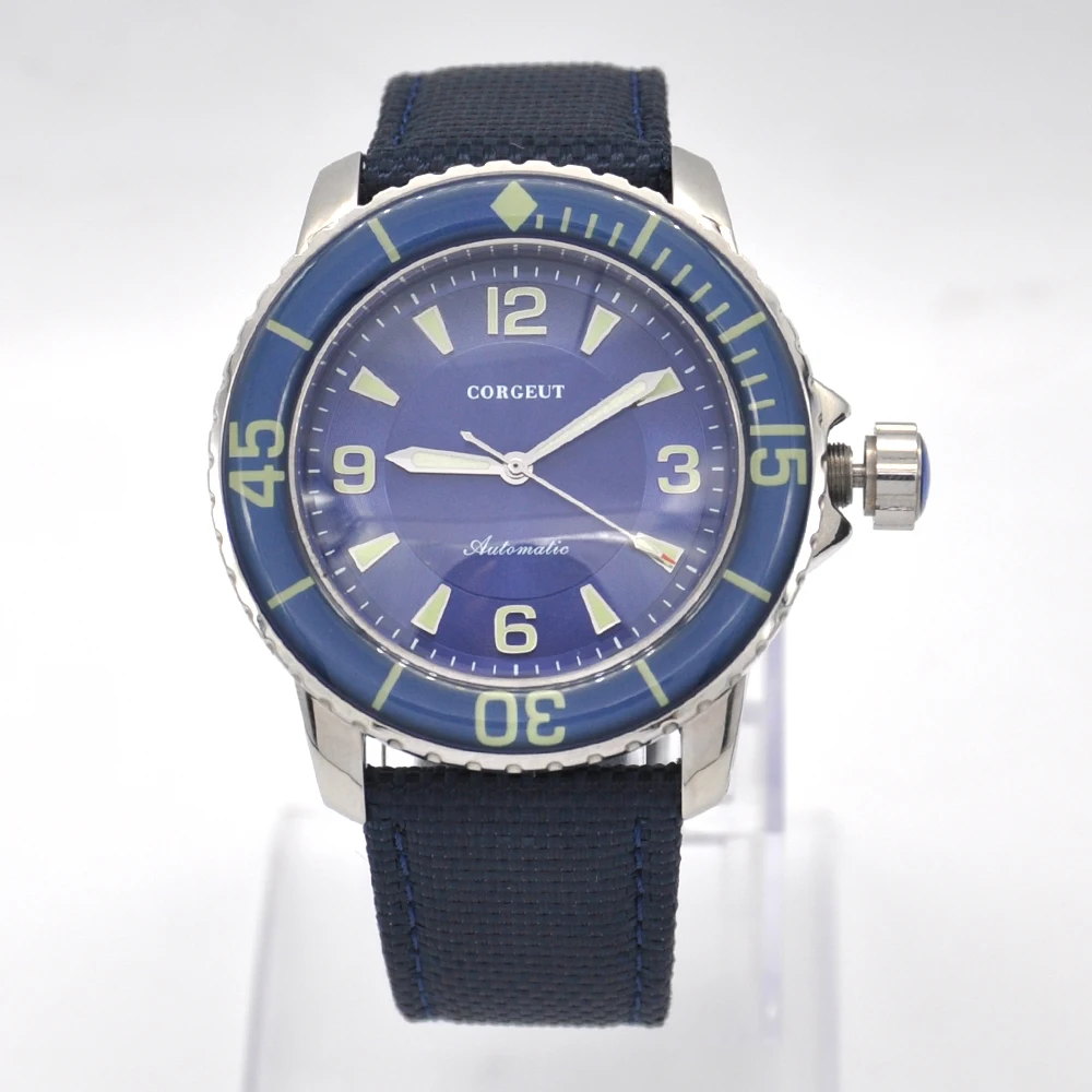 Corgeut New Mens blue dial Sport Fashion luxury Automatic mechanical watch man Luminous hands waterproof male clock часы мужские |