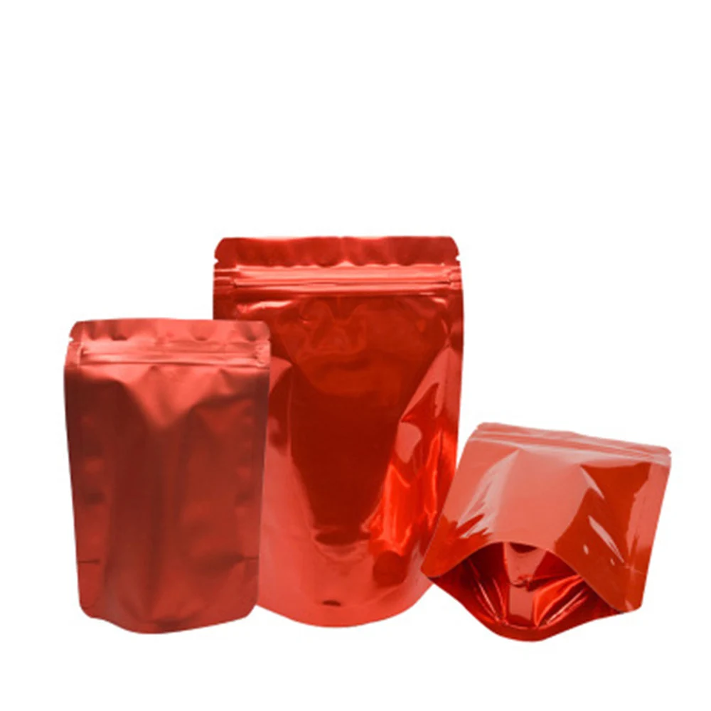

1000Pcs Red Aluminum Foil Stand Up Retail Pouches Recyclable Zip Lock Packaging Bag Self Seal Zipper Beans Candy Tea Package Bag