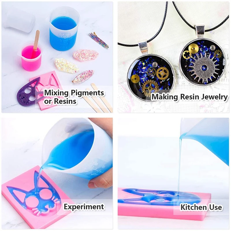 

Retail Silicone Measuring Cups for Resin, Resin Mixing Cups, Epoxy Measuring Cups with Wooden Stirrers