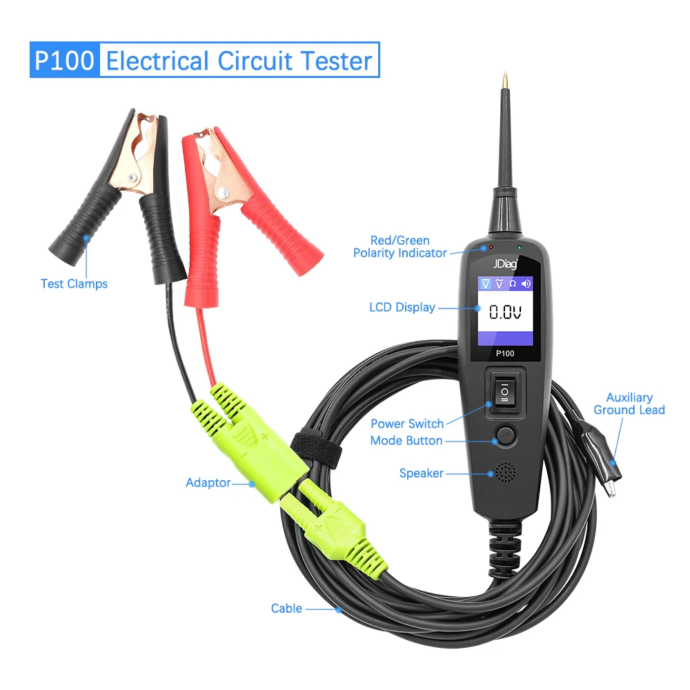 Jdiag P100 Car Electric Circuit Tester 12V/24V Power Probe Battery Automotive Tools Electrical System PK Autel PS100 | Автомобили и