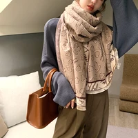 winter luxury brand design women cashmere scarf soft double sided jacquard print warm scarf shawl