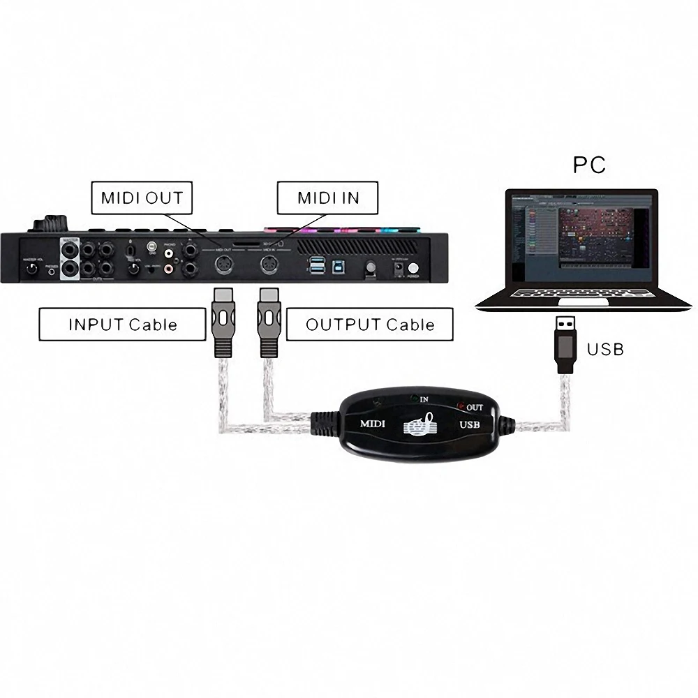 2 м MIDI интерфейс к USB кабель адаптер Разъем для ПК клавиатуры электронный барабан