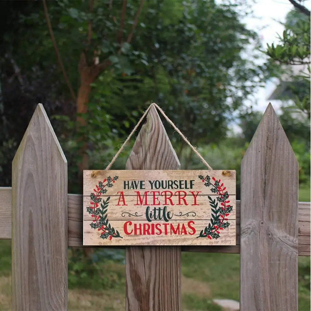 

1 Piece Wooden Door Hanging Christmas Decoration Hanging Board Christmas Tree Ornaments Retro Christmas Tree Hanging Wooden Sign