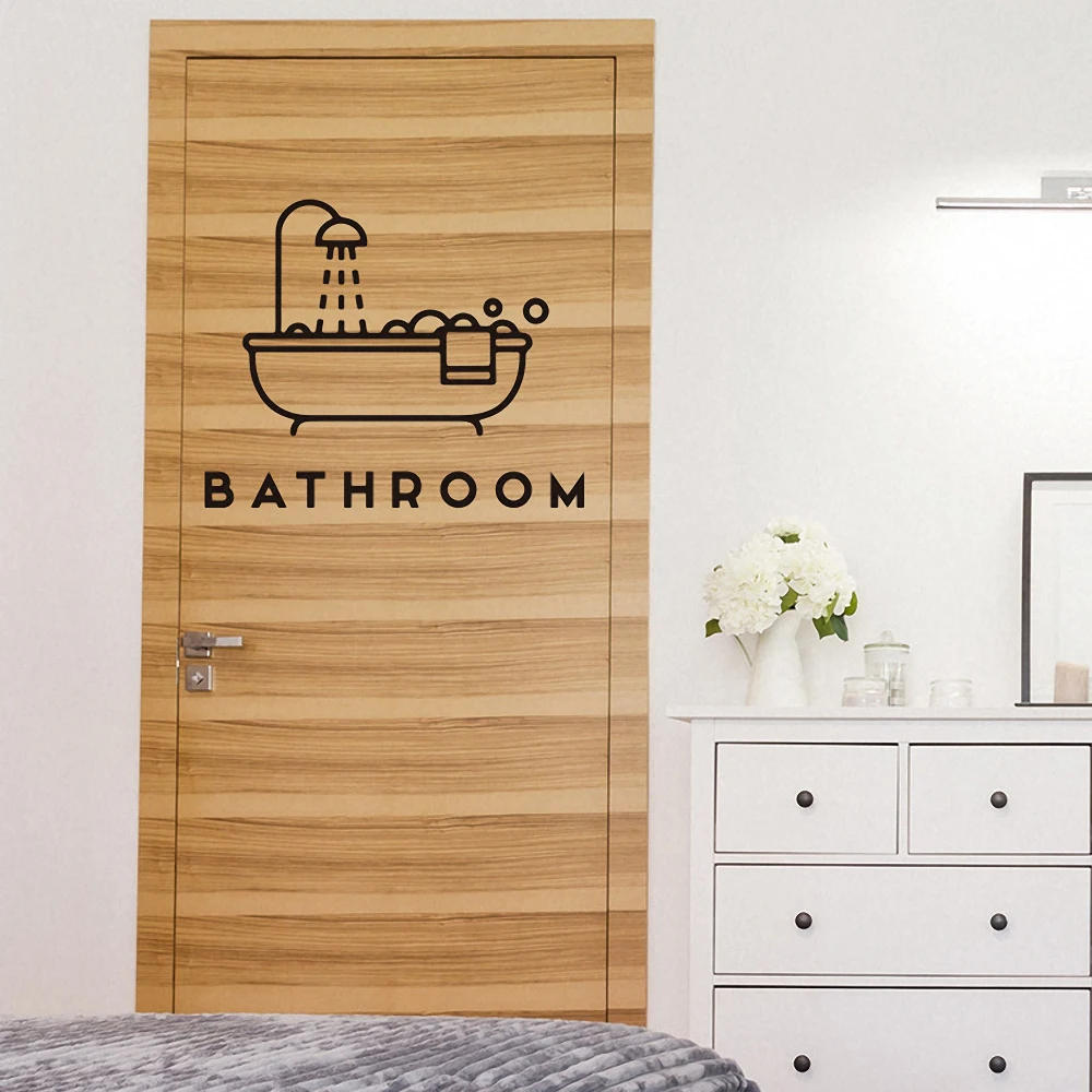 Bathroom Stickers Line Drawing Creative Shower Door Sticker Wall Decal DIY Bath Waterproof Toilet Washroom Decor | Дом и сад