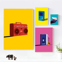 walkman record stand poster cassette player pop prints music canvas painting modern speakers game boy room wall decoration