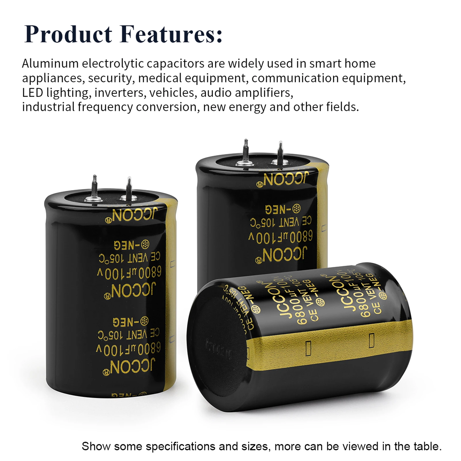 2Pcs JCCON Audio Electrolytic Capacitor 100V 1000UF 2200UF 3300UF 4700UF For Audio Hifi Amplifier High Frequency Low ESR Speaker