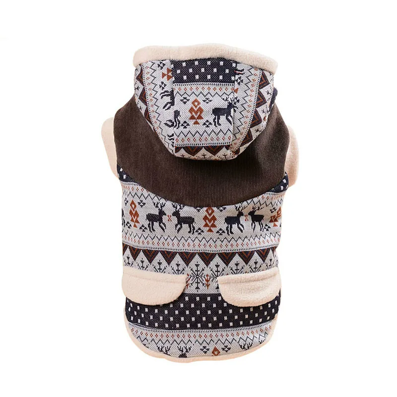 Рождественская одежда для маленьких собак зимнее пальто с рисунком оленя и снега