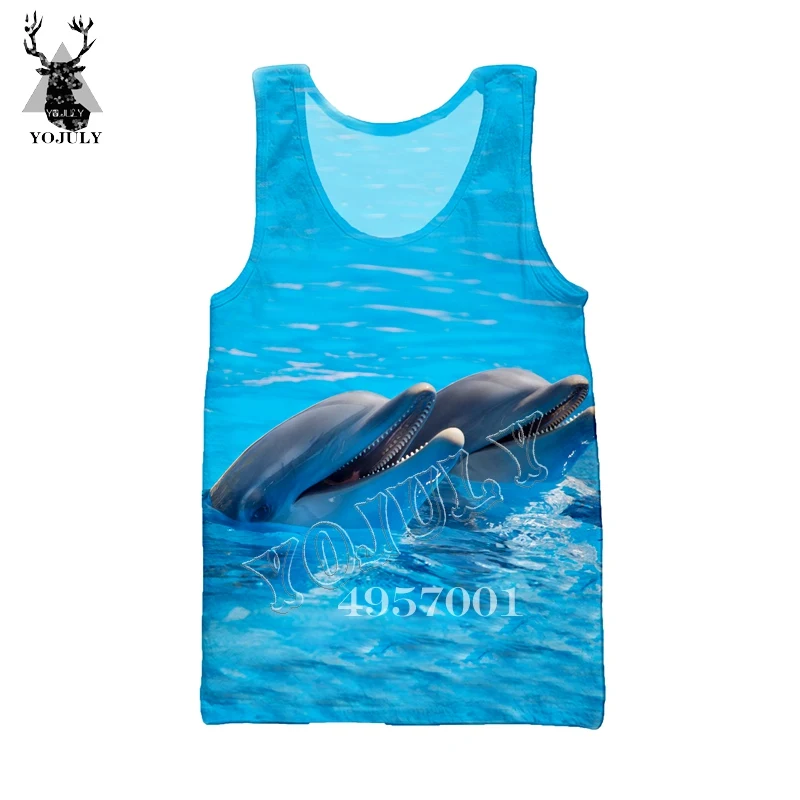 YOJULY Dolphin 3D принт Harajuku майка для мужчин Модный повседневный жилет Летний морской плавание унисекс уличная одежда рубашки без рукавов Ve31