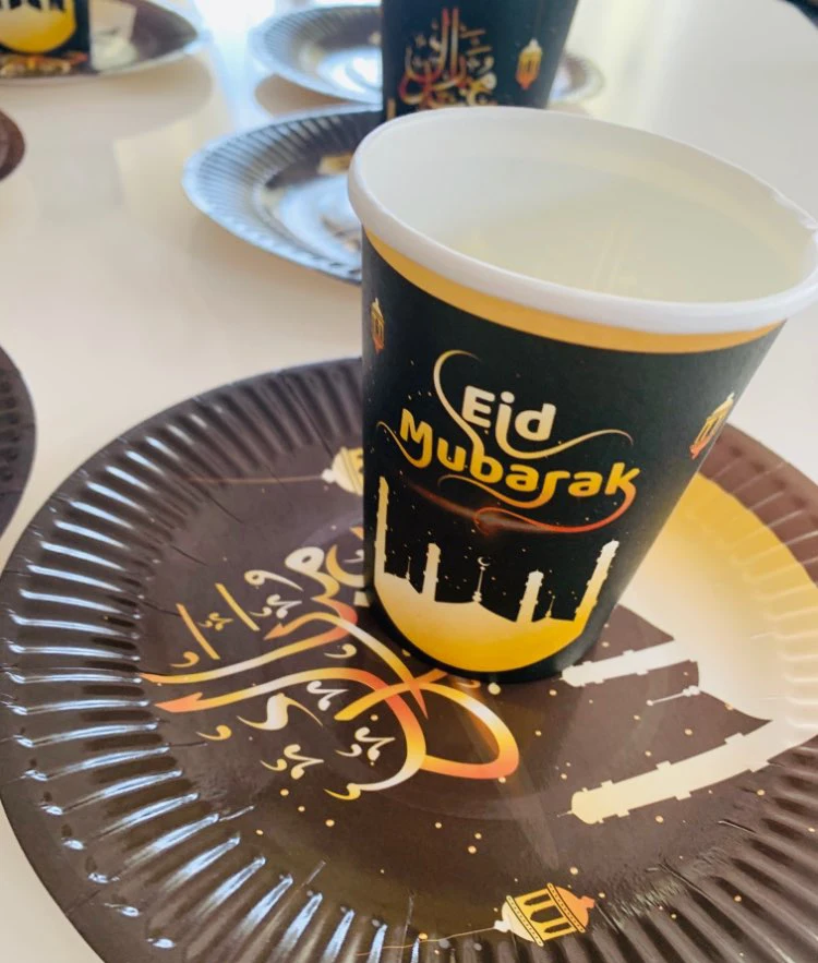 Chicinlife 1Set Eid Mubarak Disposable Paper Cup Plate Ramadan Muslim Islamic Festival Party DIY Decoration Supplies |