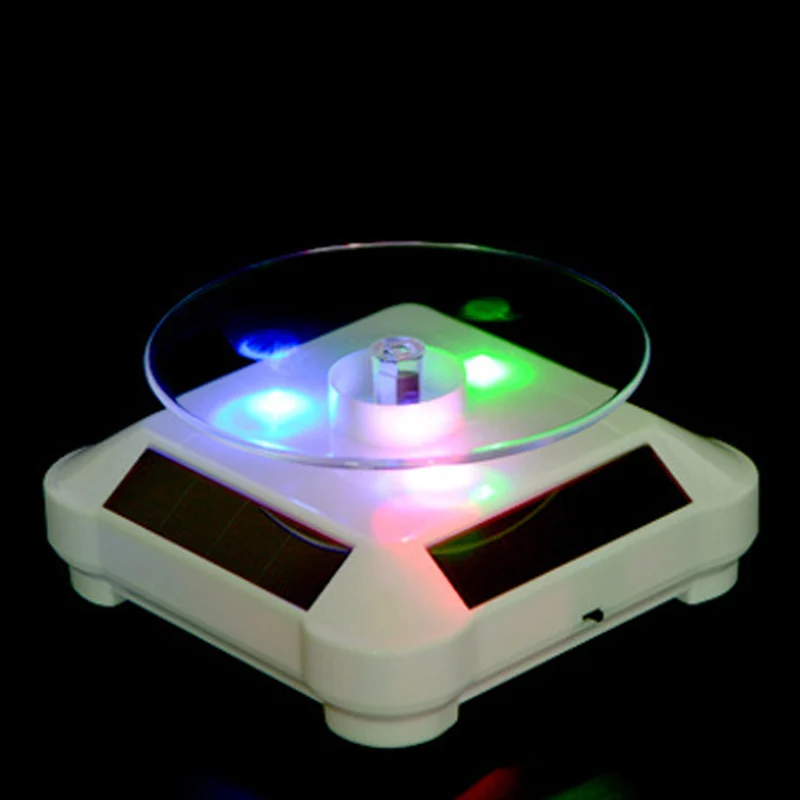 

LED Light Solar Jewelry Display Stand 360 Rotating Showcase Necklace Bracelet Watch Ring Show Turntable AC889