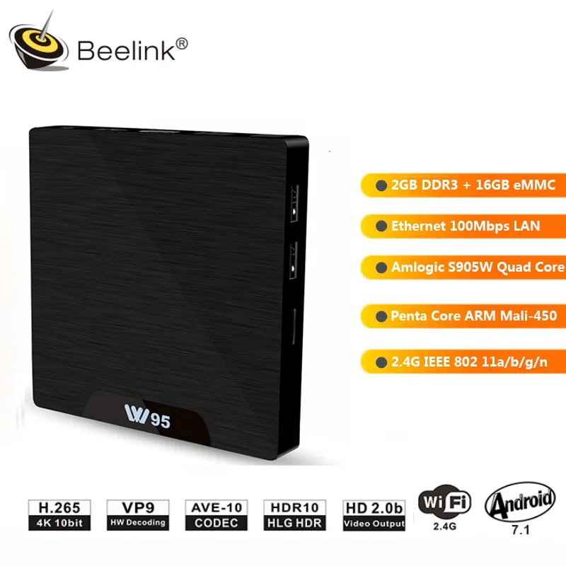 ТВ-приставка Beelink W95 Android 7 1 2 Гб RAM 4K Amlogic S905W четырехъядерный 4G WiFi H.265 30fps VP9