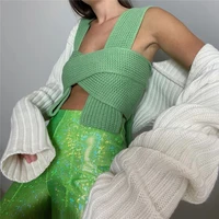 fantoye knitted sleeveless crop sweater women new summer fashion outwear vest high street jumper top female pullover y2k girl