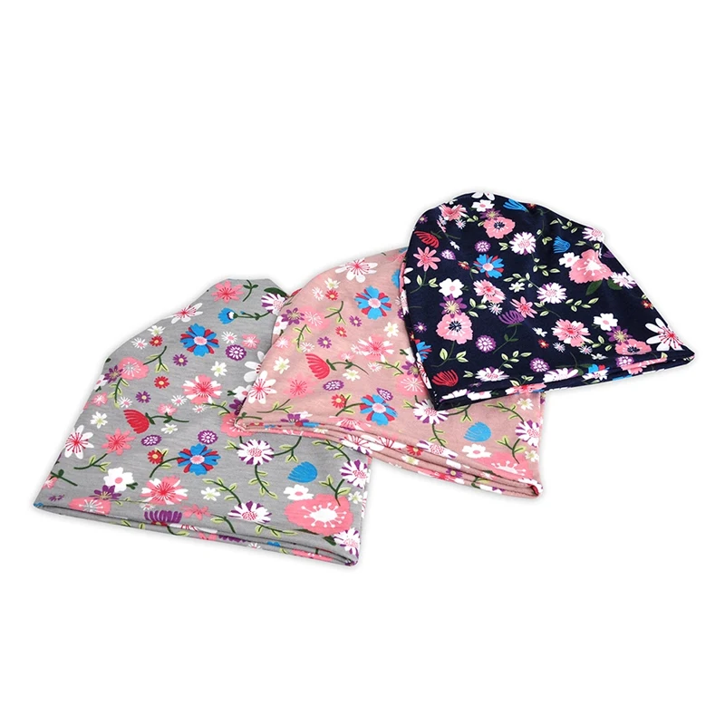 

Women Floral Cancer Chemo Hat Beanie Scarf Turban Head Wrap Cap Cotton Casual Fitted Knitted Hat For Women High Quality