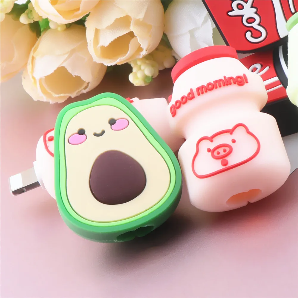 Милая защита для кабеля с рисунком напитков мягкий силиконовый мультяшный