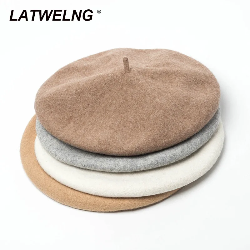 Fashion Women Woolen Berets Ladies colorful Flat Beret Hat Autumn Winter Artist Hats Wholesale |